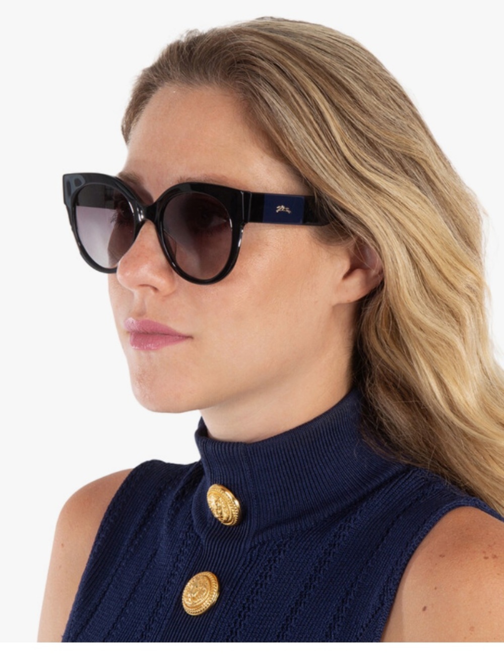LONGCHAMP Grey Gradient Round Ladies Sunglasses LO673S 001 53